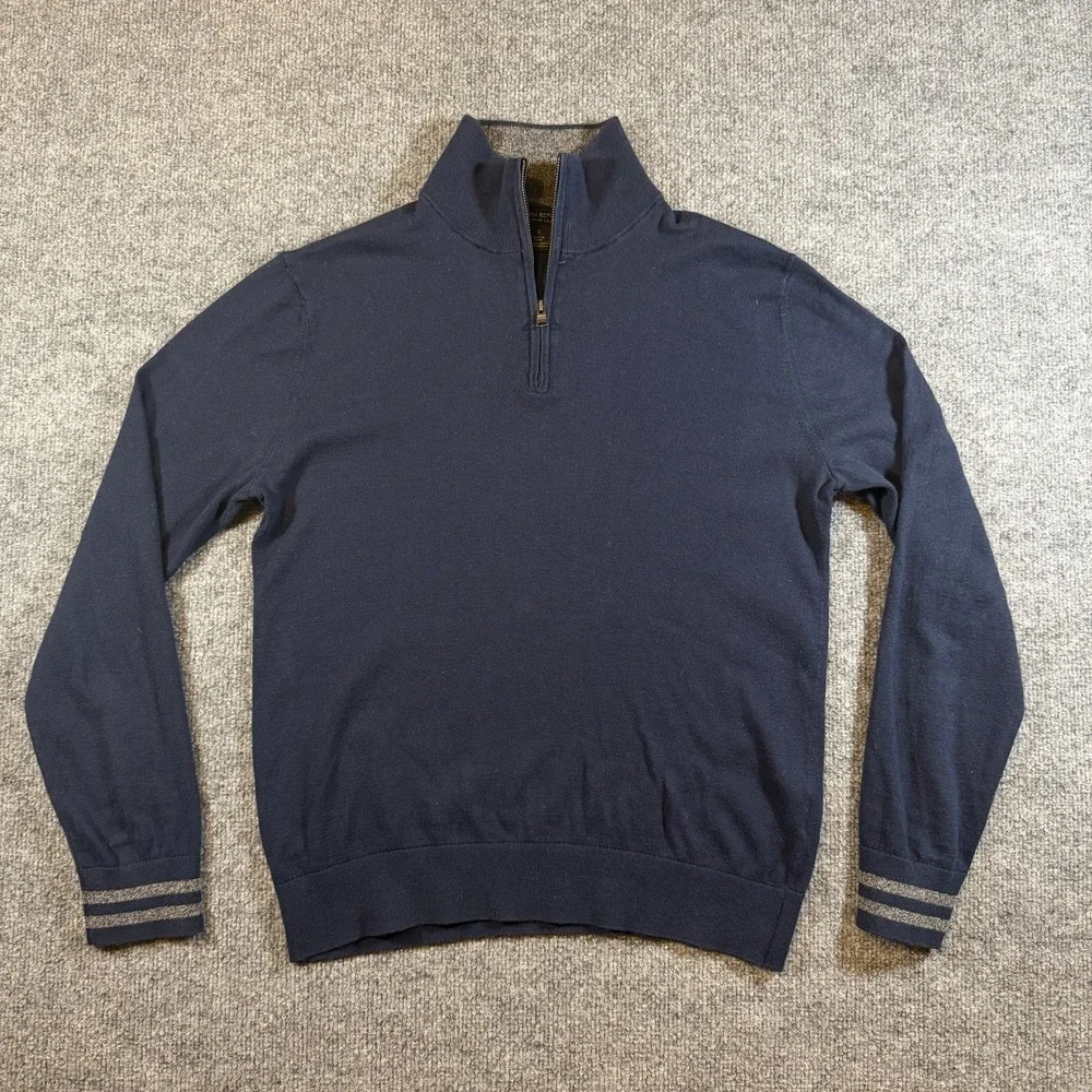 Banana Republic Pima Cotton & Cashmere Men's Small Navy Blue 1/4 Zip Sweater